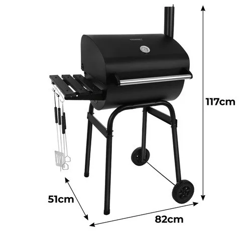 Kerti grillsütő fedéllel, és ajándék grillszerszámokkal 82 x 51 x 117 cm