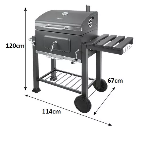 Kerti grillsütő fedéllel, ajándék ponyvával és grillszerszámokkal 114 x 67 x 120 cm