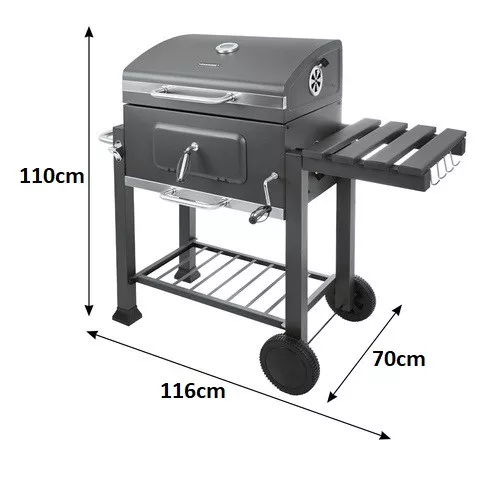 Kerti grillsütő fedéllel, ajándék ponyvával és grillszerszámokkal 116 x 70 x 110 cm