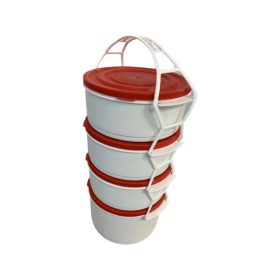 Műanyag ételhordó 3+1 részes, 3x1L + 1x1,5L