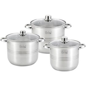   Rozsdamentes edénykészlet / fazék szett üvegfedővel 7, 9, 11 liter