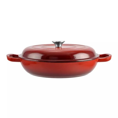 Öntöttvas zománcozott szeletsütő 30x6 cm piros