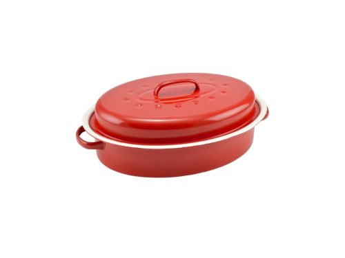 Zománcozott kacsasütő 42*32cm Piros-Fehér