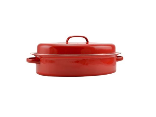 Zománcozott kacsasütő 42*32cm Piros-Fehér