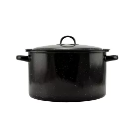 Zománcozott lábas fedővel fekete 30 cm 10,5 liter