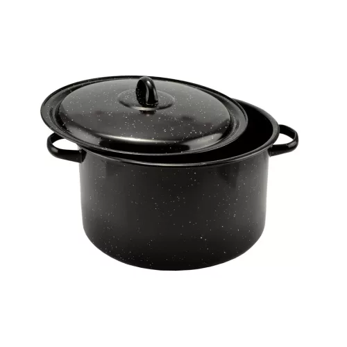 Zománcozott lábas fedővel fekete 30 cm 10,5 liter