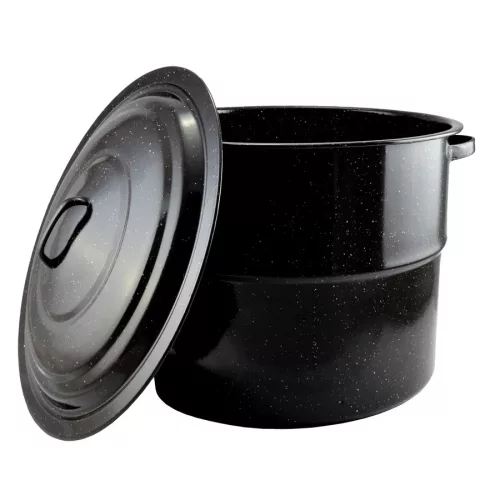 Zománcozott lábas fedővel fekete 45 cm 31,5 liter