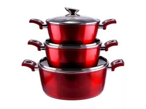 Metal Red Line tapadásmentes alumínium lábas üvegfedővel 30cm, 7.2L, indukciós