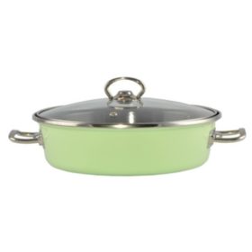   Zománcozott szeletsütő lábas 24 cm + üvegfedő Zöld Elite