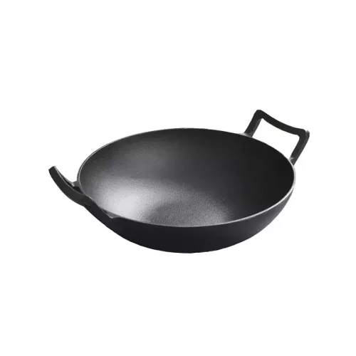 Öntöttvas hagyományos kínai Wok fa fedővel nagy 36,5 cm
