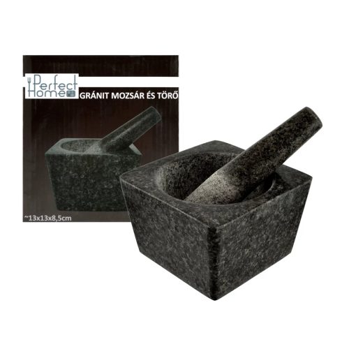 Mozsár szögletes, gránit 13x13x8,5 cm