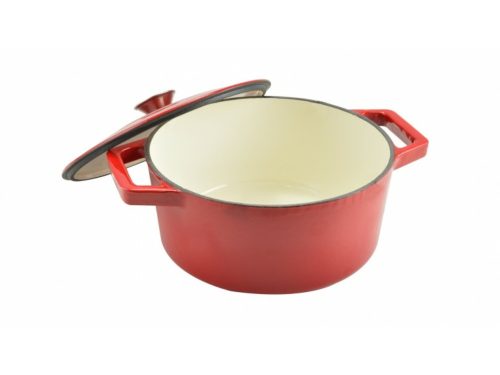 Öntöttvas lábas zománcozott  28cm 7 literes piros