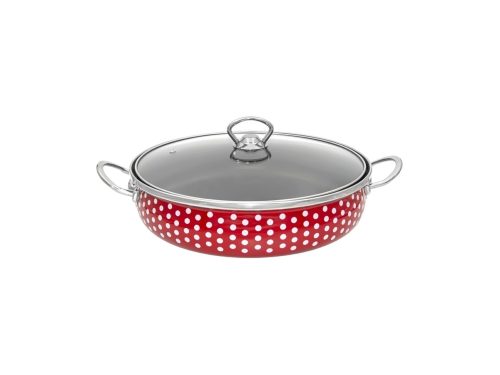 Zománcozott szeletsütő lábas üvegfedővel 26 cm 2 L "Pöttyös"