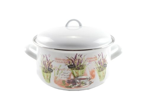 Zománcozott lábas fedővel 22 cm 4,8 L "Levendula"