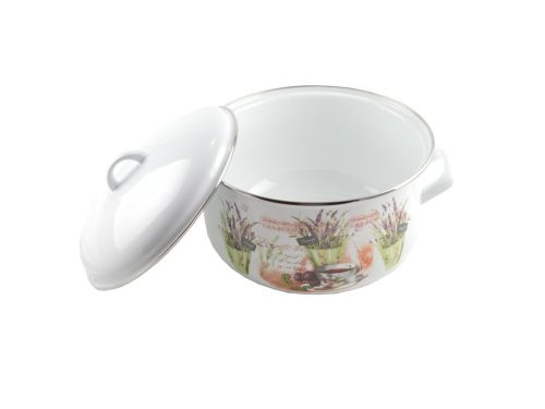 Zománcozott lábas fedővel 24 cm 6L "Levendula"