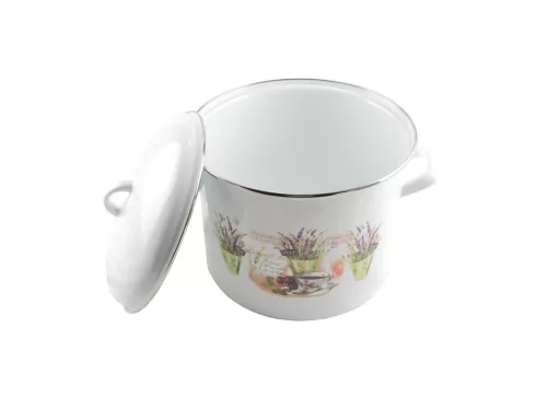 Zománcozott fazék fedővel 24 cm 8,6L "Levendula"