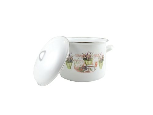 Zománcozott fazék fedővel 26 cm 10,4 L "Levendula"
