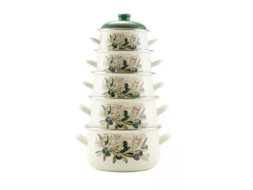 Zománcozott lábas fedővel 22 cm  4,8 L "Oliva"