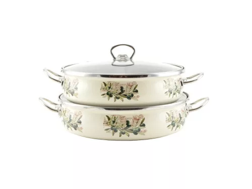 Zománcozott szeletsütő üvegfedővel 28 cm 2,4 L "Oliva"