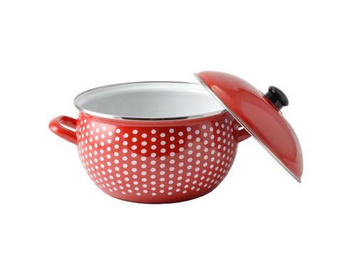 Zománcozott lábas fedővel 22cm 4,8 L "Pöttyös"