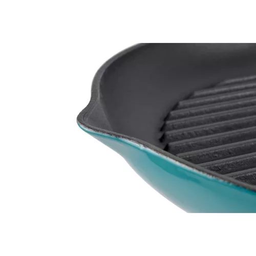 Zománcozott Öntöttvas Grill Szeletsütő 31cm csőrös türkizkék