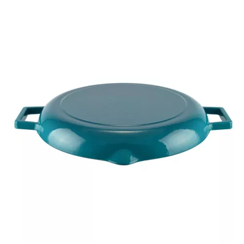 Zománcozott Öntöttvas Grill Szeletsütő 31cm csőrös türkizkék