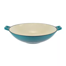 Zománcozott öntöttvas wok türkizkék 37 cm
