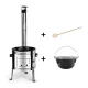 Zománcozott gulyás bogrács szett - 14 literes zománcozott gulyás bográccsal + inox bográcsház 36 cm