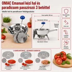   OMAC Emanuel kézi hal és paradicsom passzírozó 3 betéttel fém