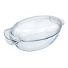 Pyrex Slow Cook ovális üveg kacsasütő tepsi fedővel 38 x 23 cm 5,8 liter (4,4 liter + 1,4 liter)