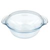 Pyrex kerek üveg sütőtál fedővel 32 x 26 cm 5,1 liter (3,7 liter + 1,4 liter)