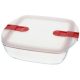 Pyrex COOK&HEAT Szögletes sütőtál műanyagfedővel 2,2 liter 25x22x7 cm