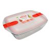 Pyrex Cook & Heat szögletes üveg sütőtál műanyag fedővel 28 x 20 x 8 cm 2,5 liter