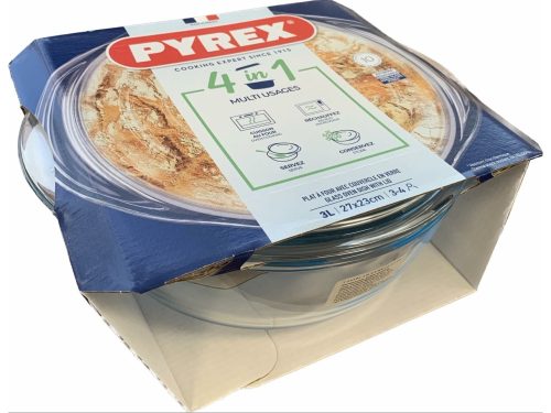 Pyrex kerek sütőtál+fedő 3 L (2,3l+0,7l) 27x23 cm
