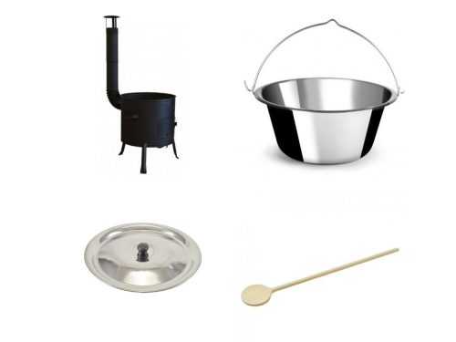Inox vastagfalú bogrács szett - 20 literes inox vastagfalú bogrács + party üstház + fedő