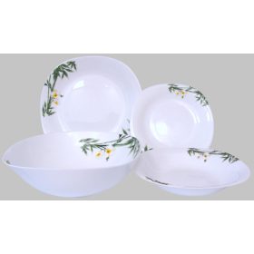 OPAL étkészlet szögletes 19 db. Fehér Orchidea porcelán