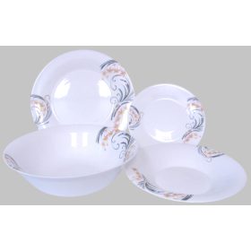 OPAL étkészlet kerek 19 db. rószaszín-szürke porcelán