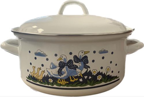 Zománcozott lábas fedővel libás 28 cm
