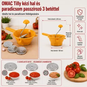   OMAC Tilly kézi hal és paradicsom passzírozó 3 betéttel műanyag