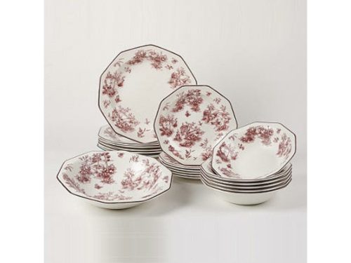 Toile Pink kerámia étkészlet 19 db-os szögletes