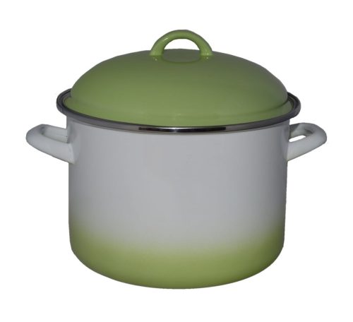 Bonyhádi zománcozott fazék fedővel 7,5 liter 24 cm halvány zöld