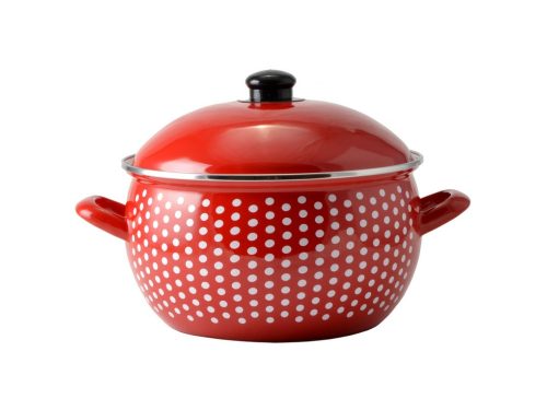 Zománcozott lábas fedővel 16cm 2L Pöttyös
