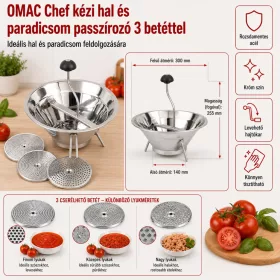   OMAC Chef kézi hal és paradicsom passzírozó 3 betéttel fém