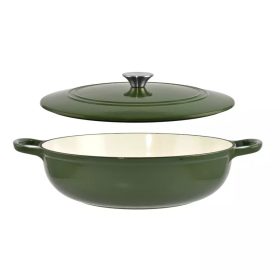   Zománcozott Öntöttvas szeletsütő lábas fedővel 31,5 cm zöld