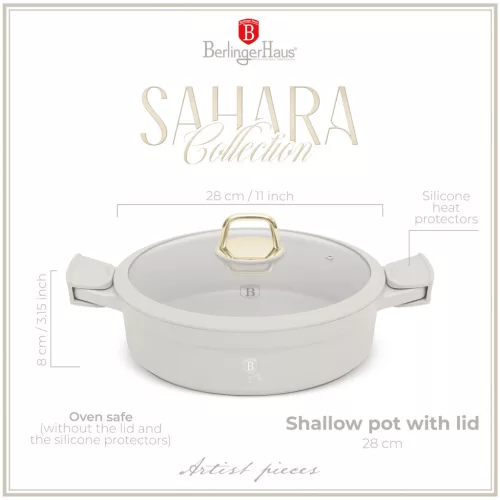 Berlinger Haus Alacsony lábas fedővel (3,8 L) Sahara Collection