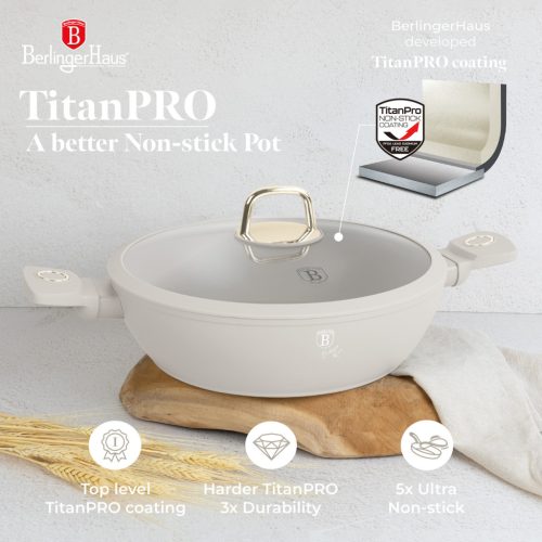 Berlinger Haus Alacsony lábas fedővel, 28 cm, Sahara Collection