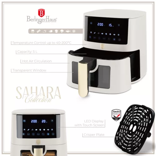 Berlinger Haus AirFryer átlátszó ablakkal (5 L) Sahara Collection
