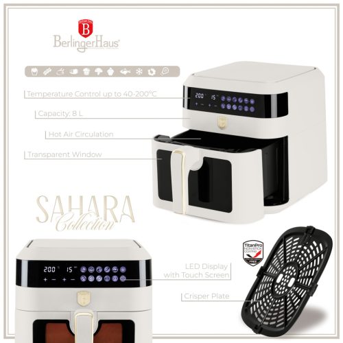 Berlinger Haus Air Fryer, 6,3 L, átlátszó ablakkal, Sahara Collection