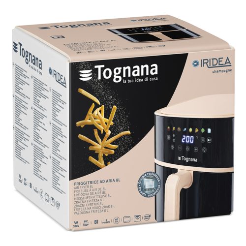 Tognana Air Fryer, 8 L 2000W, digitális kijelző, 8 program pezsgő szín