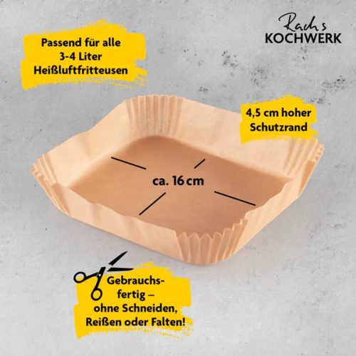 RACHS KOCHWERK Sütőpapír forrólevegős fritőzhöz / airfryer - 100 db-os készlet